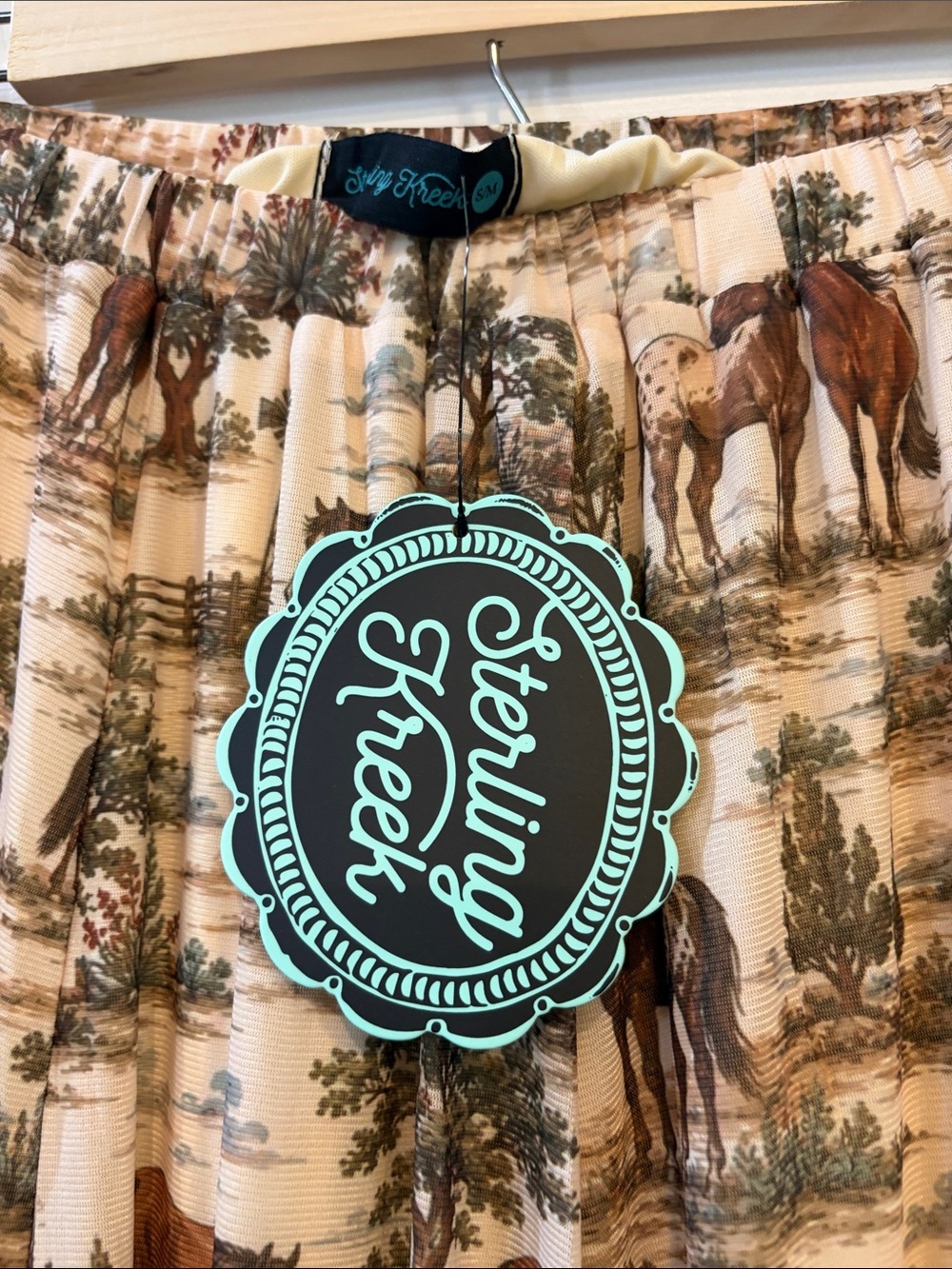 NWT Boho Cream Horse-Print Maxi Skirt - Women's Country Maxi - Picture 4 of 7